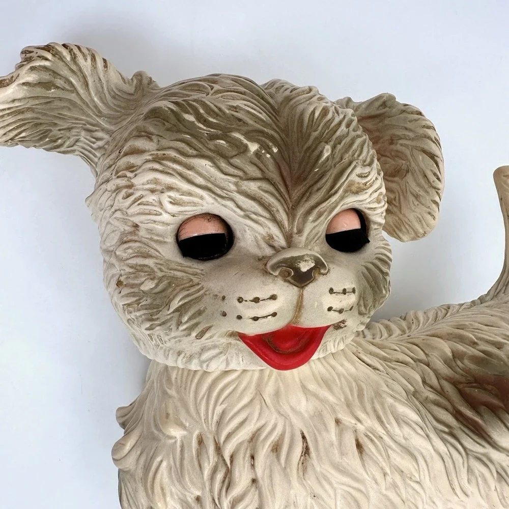 Edward Mobley Rubber Squeak Toy Set Cream Vintage Dog and Bear Cub Brookraft Toy